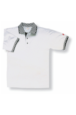 Picture of Chef Works - PCHW - White Polo with Checked Cuff and Collar